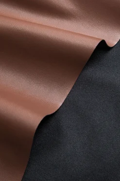 Solid Bow Faux Leather Off Shoulder Mini Dress