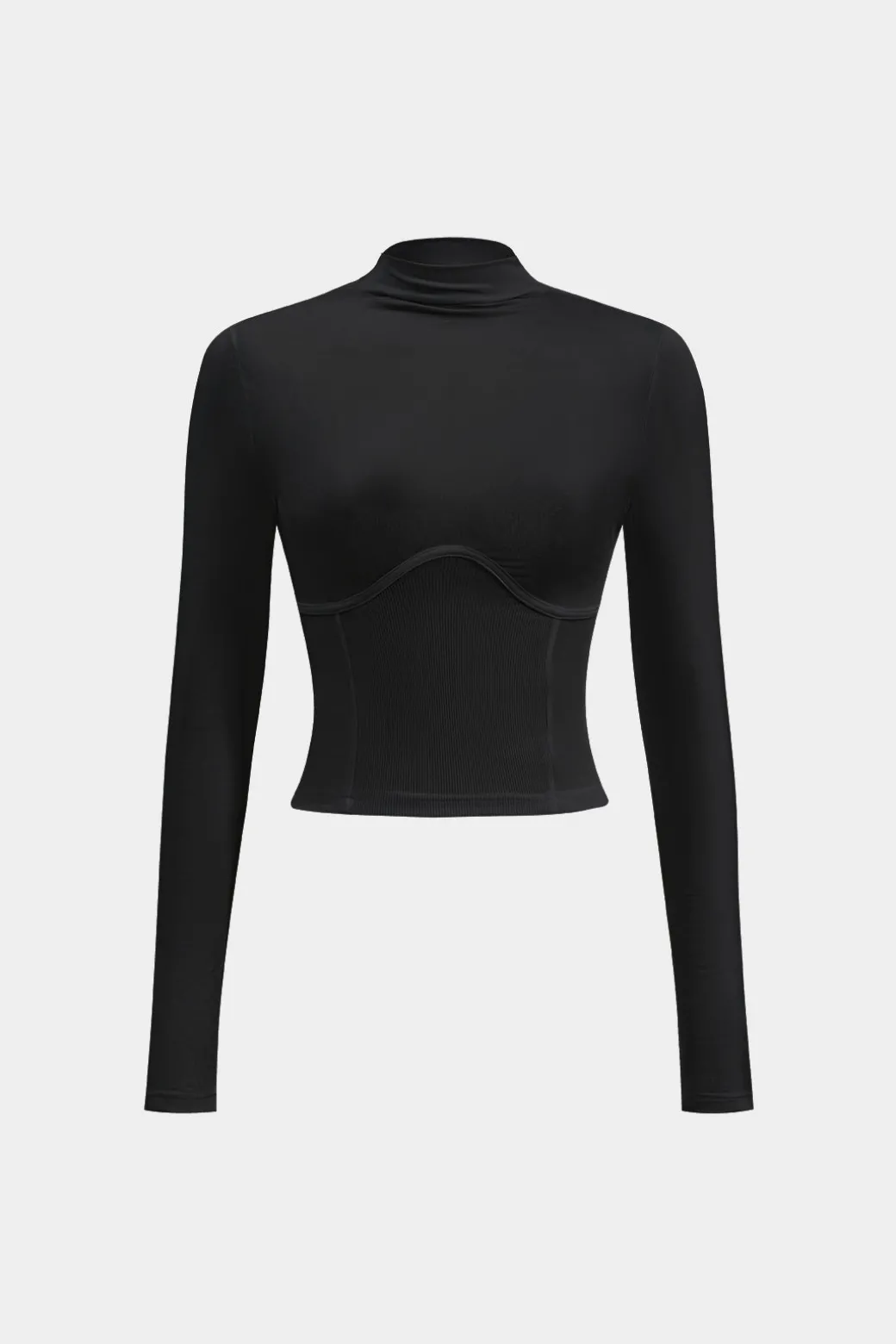 Solid Bustier Long Sleeve Top