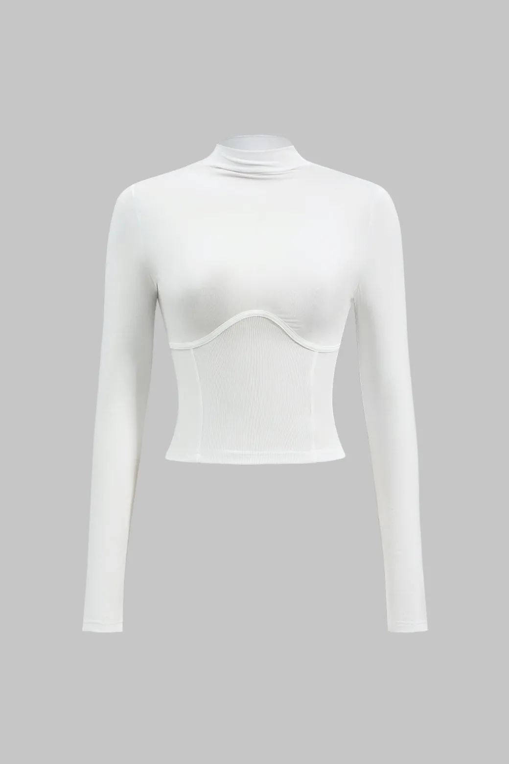 Solid Bustier Long Sleeve Top