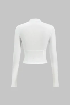 Solid Bustier Long Sleeve Top