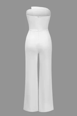 Solid Button Asymmetrical Jumpsuit