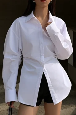 Solid Button Long-Sleeve Shirt