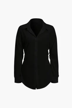 Solid Button Long-Sleeve Shirt