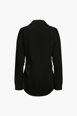 Solid Button Long-Sleeve Shirt