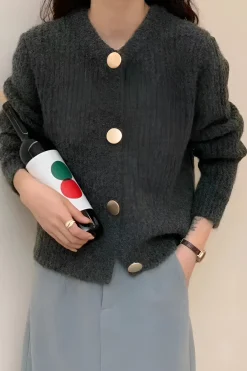 Solid Button Sweater Cardigan