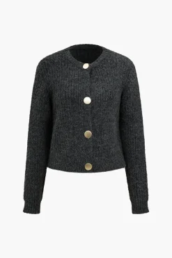 Solid Button Sweater Cardigan