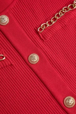Solid Chain Pocket Knit Mini Dress