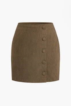 Solid Corduroy Mini Skirt