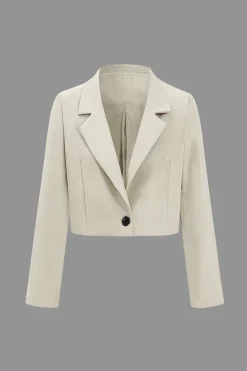 Solid Crop Button Blazer