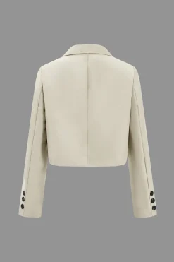 Solid Crop Button Blazer