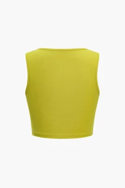 Solid Crop Tank Top And Ruffle Skirt Set