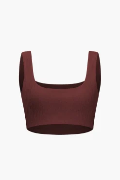 Solid Crop Tank Top And Slit Twist Knot Skirt Set