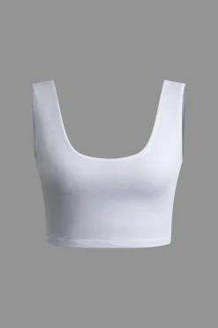Solid Crop Tank Top And Zipper Pocket Pleated Skirt Set