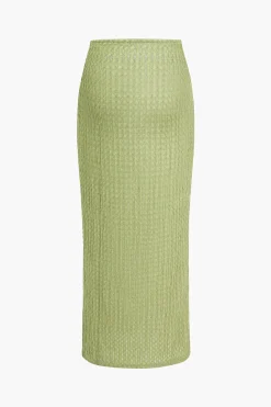 Solid Crossed Backless Top And Skirt Set