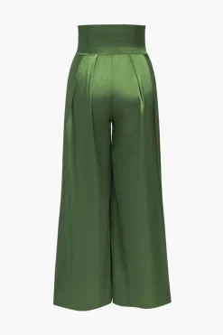 Solid Crossed Backless Top And Wide Leg Trousers Set