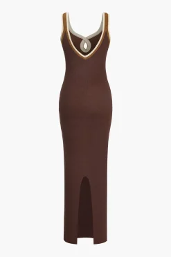 Solid Cut Out Color Block Maxi Dress