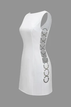 Solid Cut Out Ring Side Mini Dress