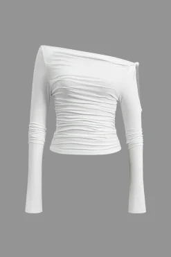 Solid Cut Out Twist Knot Long-Sleeve Top