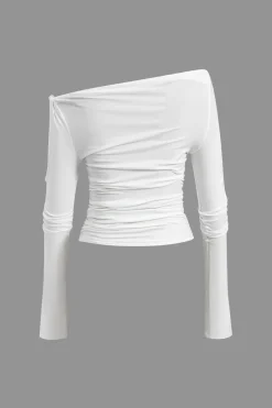 Solid Cut Out Twist Knot Long-Sleeve Top