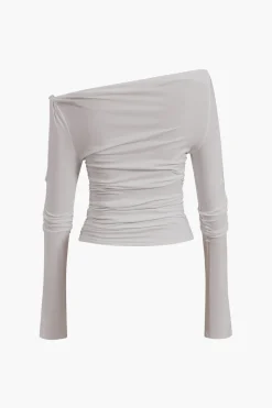Solid Cut Out Twist Knot Long-Sleeve Top