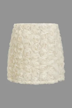Solid 3D Floral Texture Zipper Mesh Mini Skirt