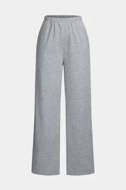 Solid Drawstring Top And Trousers Set
