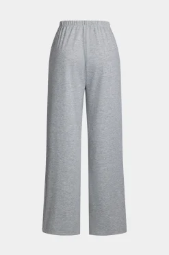 Solid Drawstring Top And Trousers Set