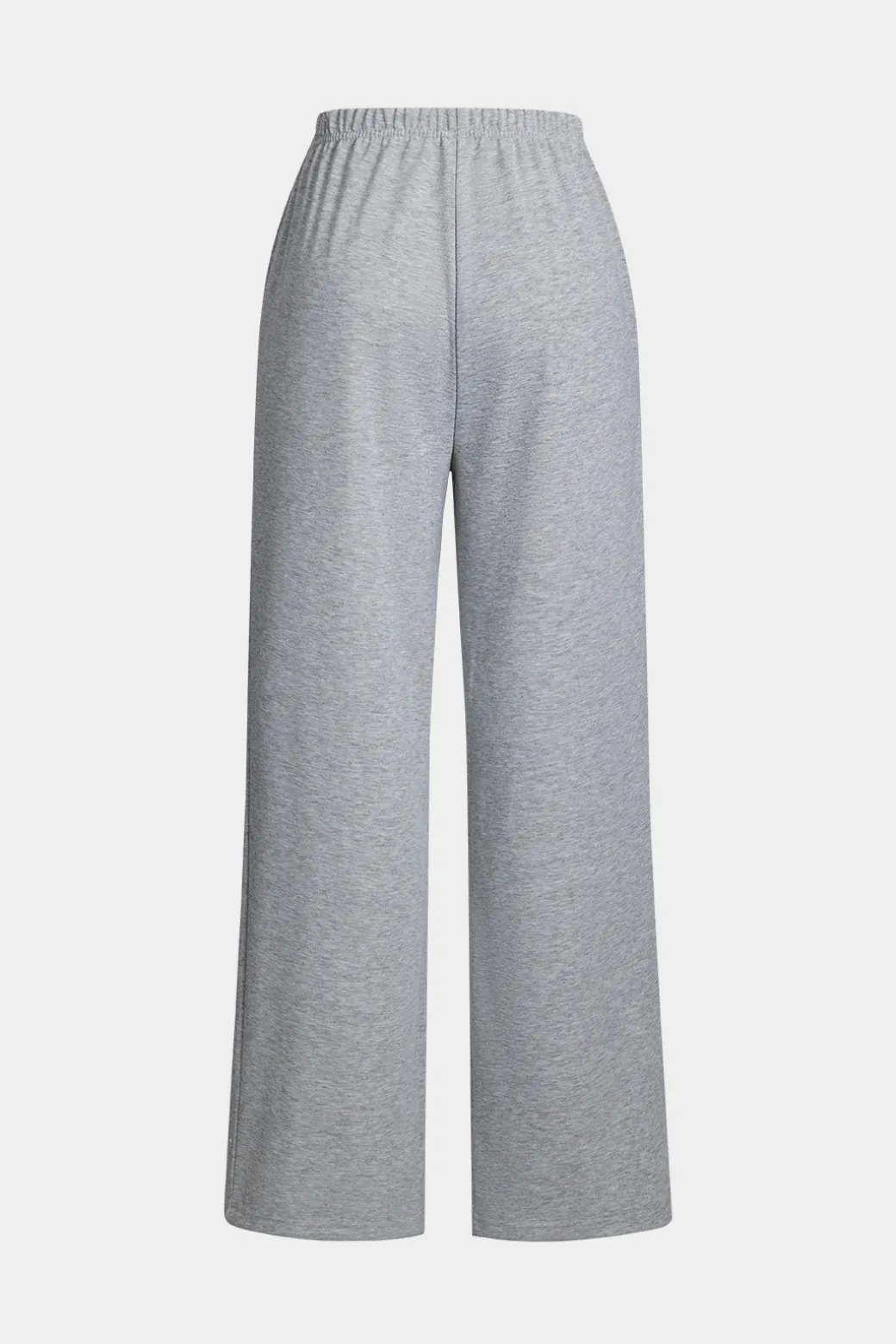 Solid Drawstring Top And Trousers Set