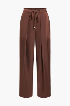 Solid Drawstring Trousers