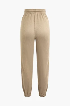 Solid Drawstring Trousers Sets