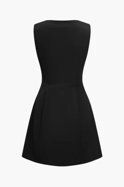 Solid Fake Pocket Mini Dress