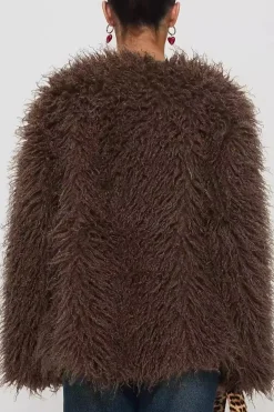 Solid Faux Fur Fringe Coat