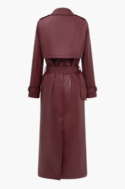 Solid Faux Leather Button Pocket Belted Coat