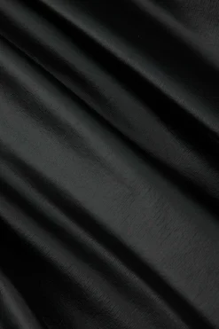 Solid Faux Leather Ruched Puff Skirt