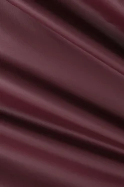 Solid Faux Leather Ruched Skirt