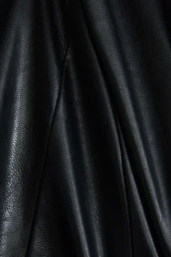 Solid Faux Leather Ruched Skirt