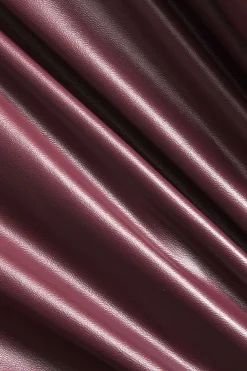 Solid Faux Leather Ruched Skirt
