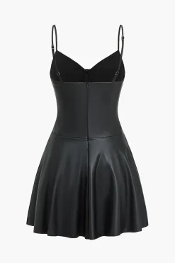 Solid Faux Leather Slip Bustier Mini Dress
