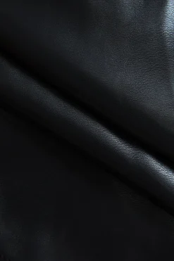 Solid Faux Leather Zipper Asymmetrical Tank Top
