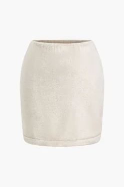 Solid Fleece Button Skirt Set