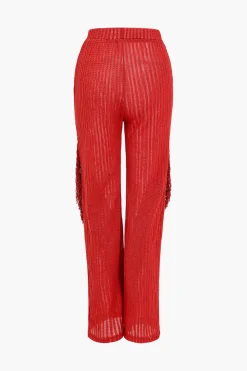 Solid Fringe Backless Asymmetrical Trouser Set