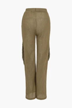 Solid Fringe Backless Asymmetrical Trouser Set