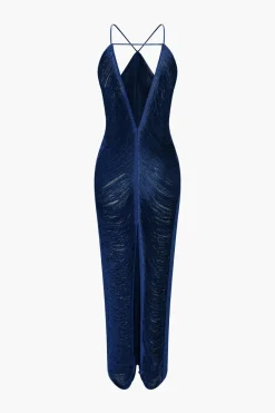 Solid Fringe Cut Out Slit Midi Dress