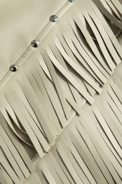 Solid Fringe Studded Skirt
