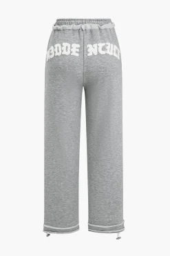 Solid High Waist Tie-Up Trousers