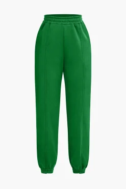 Solid Hooded Cut Out Sweatshirt And Elastic Pants Set