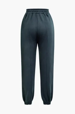 Solid Hooded Cut Out Sweatshirt And Elastic Pants Set