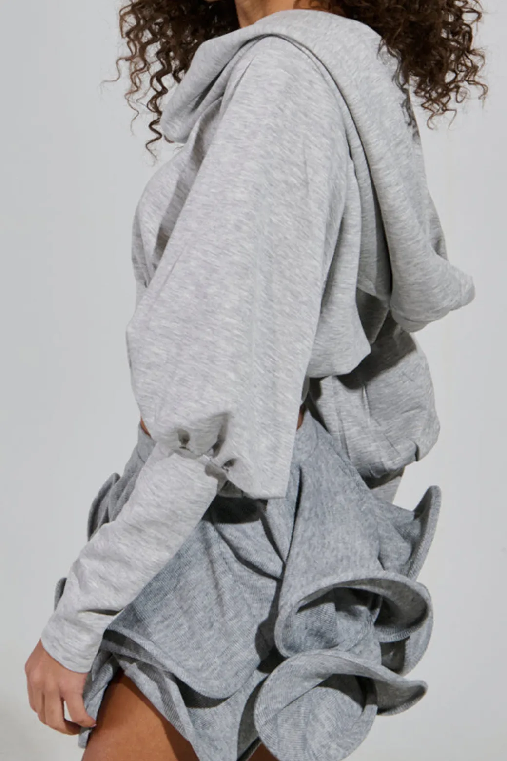 Solid Hooded Long-Sleeve Top