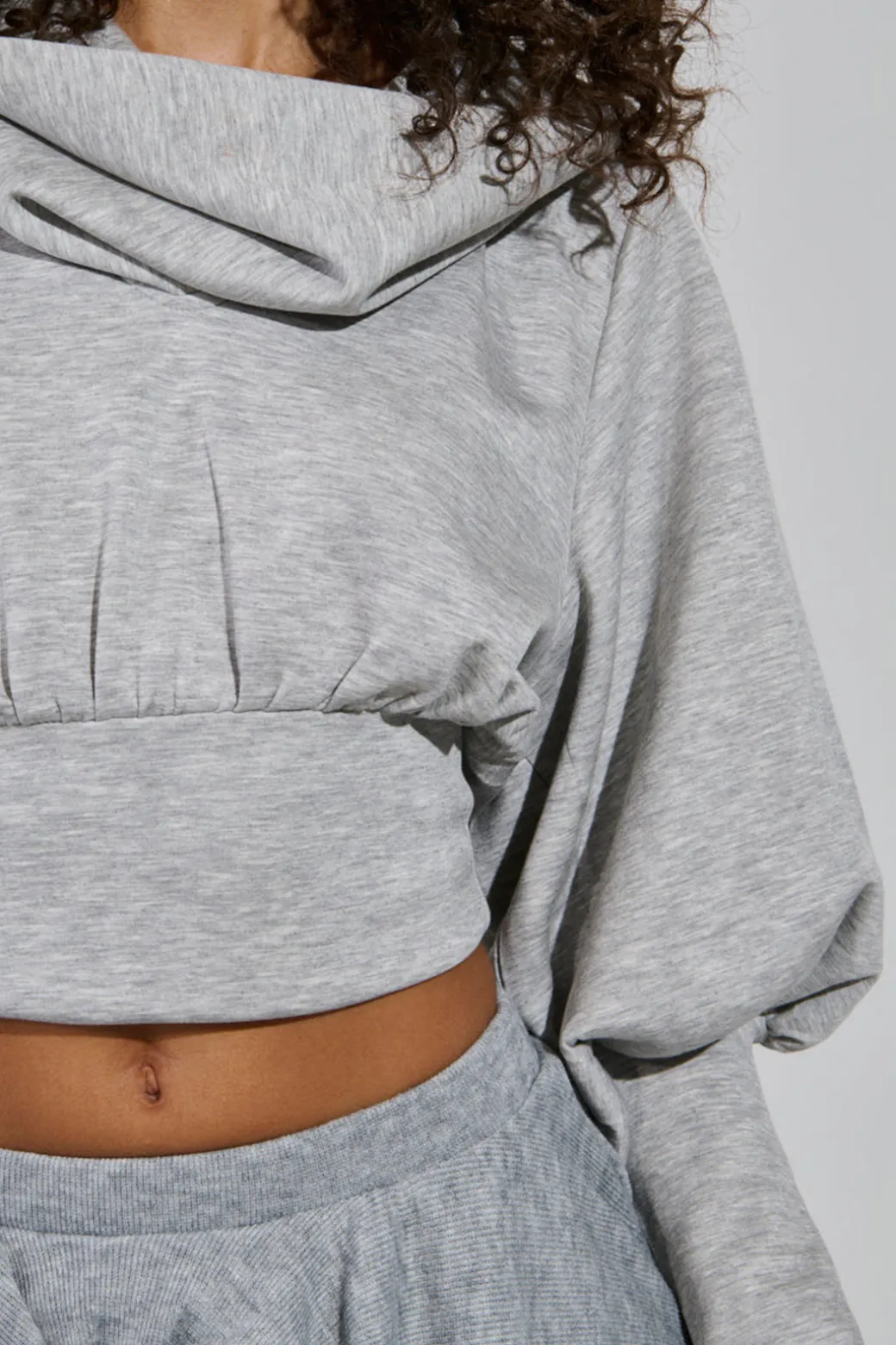 Solid Hooded Long-Sleeve Top