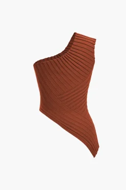 Solid Knit Asymmetrical Tank Top
